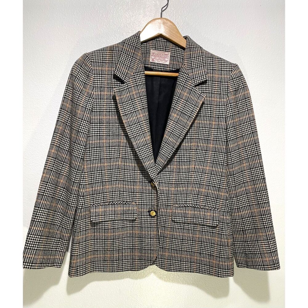 Pendleton pure virgin wool blazer jacket VTG USA plaid accademia business women6
